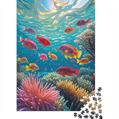 1000 Teile Fisch Puzzle Für Erwachsene Und Kinder Holzpuzzle Familien Spiel Fischschwarm Koralle Puzzle Wohndekoration Geschenk Zum Geburtstag 1000pcs (75x50cm) von EMYXPAQM