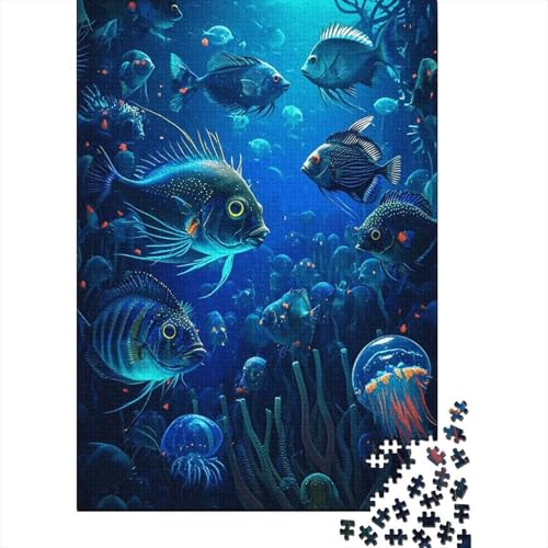 1000 Teile Fisch Puzzle Für Erwachsene Und Kinder Holzpuzzle Familien Spiel Tiefseefisch Puzzle Wohndekoration Geschenkideen 1000pcs (75x50cm) von EMYXPAQM
