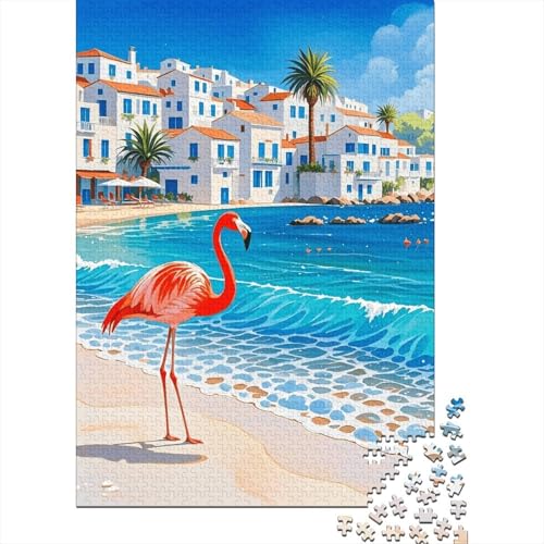 1000 Teile Flamingo Puzzle Für Erwachsene Und Kinder Holzpuzzle Familien Spiel Flamingo Küstenstadt Puzzle Wohndekoration Geschenk Zum Geburtstag 1000pcs (75x50cm) von EMYXPAQM