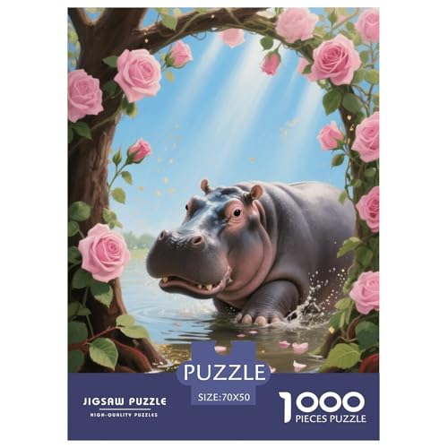 1000 Teile Flusspferd Puzzle – Für Erwachsene, Herausforderndes Knobelspiel, Rosenbogen Puzzle, Wohnkultur, Geschenk Für Kinder 70x50cm/1000pcs von EMYXPAQM