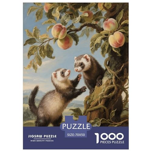 1000 Teile Frettchen Puzzle Für Jugendliche Und Erwachsene Schwieriges Spiel Frettchen Pfirsichbaum Puzzle Aus Karton Wohndekoration Unique Gift 70x50cm/1000pcs von EMYXPAQM