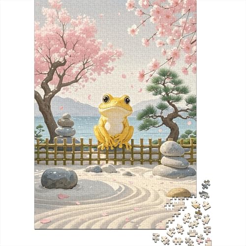 1000 Teile Frosch Puzzle Für Erwachsene Und Kinder Holzpuzzle Puzzlespiel Kreativspiel Gelber Frosch Kirschblüte Puzzles Wohndekoration Unique Gift 1000pcs (75x50cm) von EMYXPAQM