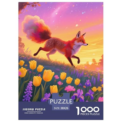 1000 Teile Fuchs Puzzle Für Erwachsene Und Kinder Geschicklichkeitsspiel Fuchs Blumenmeer Puzzle Aus Karton Wohndekoration Geschenk Für Kinder 38x26cm/1000pcs von EMYXPAQM