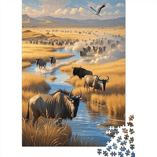 1000 Teile GNU Puzzle Für Erwachsene Und Kinder Holzpuzzle Familien Spiel GNU Migration Puzzle Wohndekoration Einzigartiges Geschenk 1000pcs (75x50cm) von EMYXPAQM