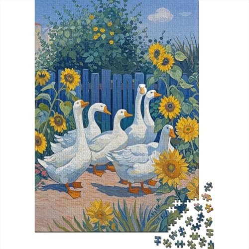 1000 Teile Gänse Puzzle Für Erwachsene Und Kinder Holzpuzzle Puzzlespiel Kreativspiel Gänse Sonnenblumen Puzzles Wohndekoration Einzigartiges Geschenk 1000pcs (75x50cm) von EMYXPAQM
