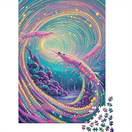 1000 Teile Garnele Puzzle Für Erwachsene Und Kinder Holzpuzzle Familien Spiel Garnele Ozeanwirbel Puzzle Wohndekoration Einzigartiges Geschenk 1000pcs (75x50cm) von EMYXPAQM