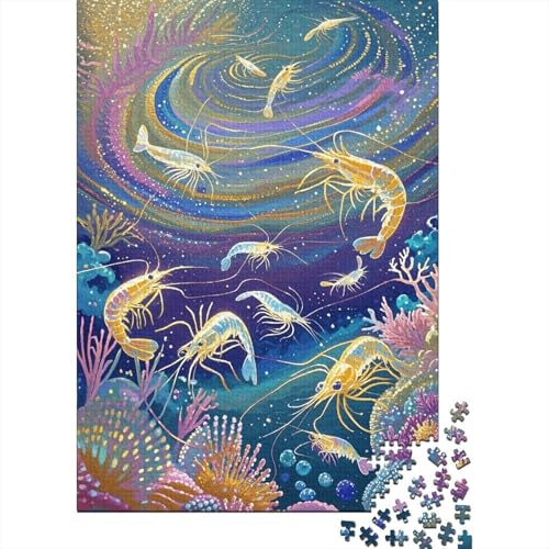 1000 Teile Garnele Puzzle Für Erwachsene Und Kinder Holzpuzzle Familien Spiel Ozeangarnele Puzzles Wohndekoration Geschenk Zum Geburtstag 1000pcs (75x50cm) von EMYXPAQM