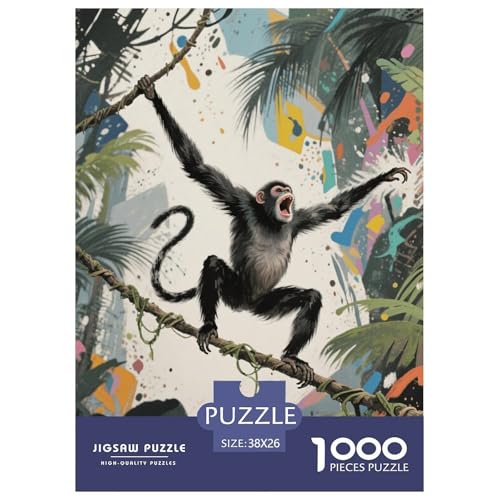 1000 Teile Gibbon Puzzle Für Erwachsene Und Kinder Geschicklichkeitsspiel Gibbon Dschungel Puzzles Aus Karton Wohndekoration Geschenk Zu Weihnachten 38x26cm/1000pcs von EMYXPAQM