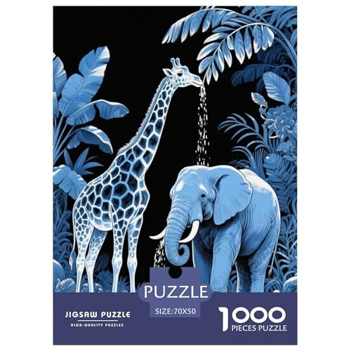 1000 Teile Giraffe Puzzle Für Jugendliche Und Erwachsene Entspannung Spiel Giraffe Elefant Puzzle Aus Karton Wohndekoration Unique Gift 70x50cm/1000pcs von EMYXPAQM