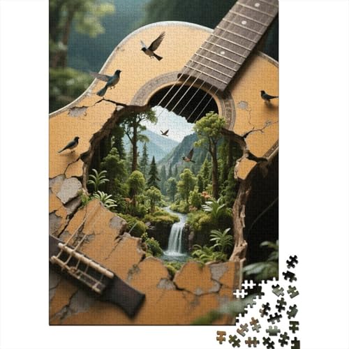 1000 Teile Gitarre Puzzle Für Erwachsene Und Kinder Holzpuzzle Puzzlespiel Kreativspiel Gitarre Natur Puzzles Wohndekoration Geschenkideen 1000pcs (75x50cm) von EMYXPAQM