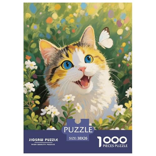 1000 Teile Glückskatze Puzzle Für Jugendliche Und Erwachsene Pädagogisches Spiel Calico Katzenblumen Puzzles Aus Karton Wohndekoration Unique Gift 38x26cm/1000pcs von EMYXPAQM