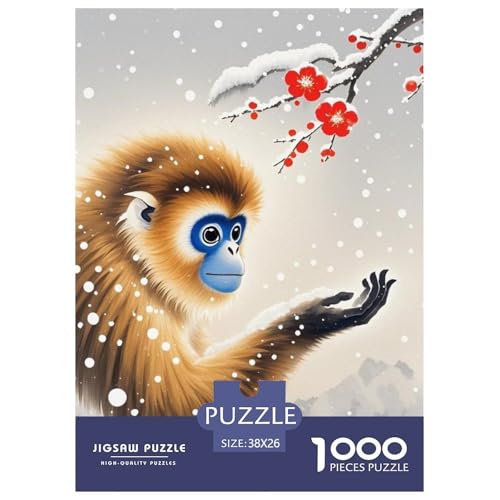 1000 Teile Goldaffe Puzzle Für Erwachsene Und Kinder Geschicklichkeitsspiel Goldaffe Schnee Puzzles Aus Karton Wohndekoration Geschenk Zum Geburtstag 38x26cm/1000pcs von EMYXPAQM