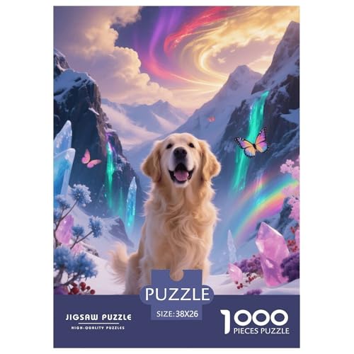 1000 Teile Golden Retriever Puzzle – Für Erwachsene, Familienfreundlicher Denkspaß, Geheimer Garten Puzzle, Dekoration, Geschenk Für Kinder 38x26cm/1000pcs von EMYXPAQM