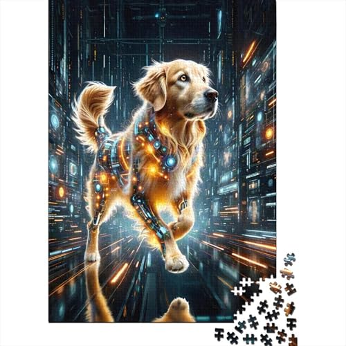 1000 Teile Golden Retriever Puzzle Für Erwachsene Und Kinder Holzpuzzle Familien Spiel Golden Retriever Digitalraum Puzzles Wohndekoration Einzigartiges Geschenk 1000pcs (75x50cm) von EMYXPAQM