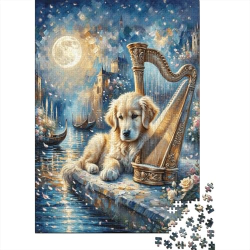 1000 Teile Golden Retriever Puzzle Für Erwachsene Und Kinder Holzpuzzle Familien Spiel Golden Retriever Guqin Puzzle Wohndekoration Unique Gift 1000pcs (75x50cm) von EMYXPAQM