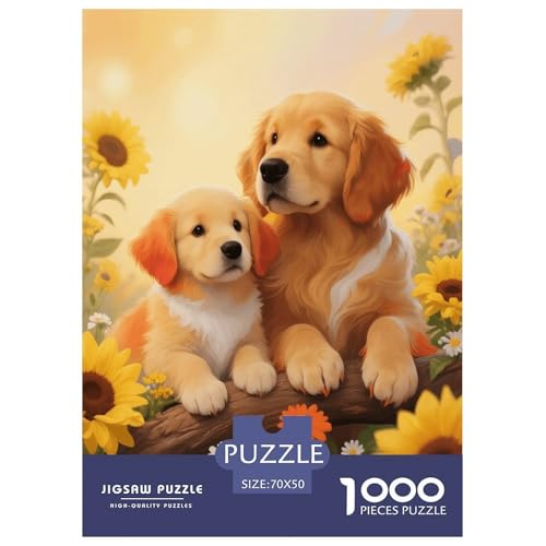1000 Teile Golden Retriever Welpe Puzzle – Für Erwachsene, Herausforderndes Knobelspiel, Gelbe Sonnenblume Puzzles, Wohnkultur, Geschenk Für Erwachsene 70x50cm/1000pcs 1000 Teile Golden Retriever Welpe Puzzle – Für Erwachsene, Herausforderndes Knobelspiel, Gelbe Sonnenblume Puzzles, Wohnkultur, Geschenk Für Erwachsene 70x50cm/1000pcs von EMYXPAQM