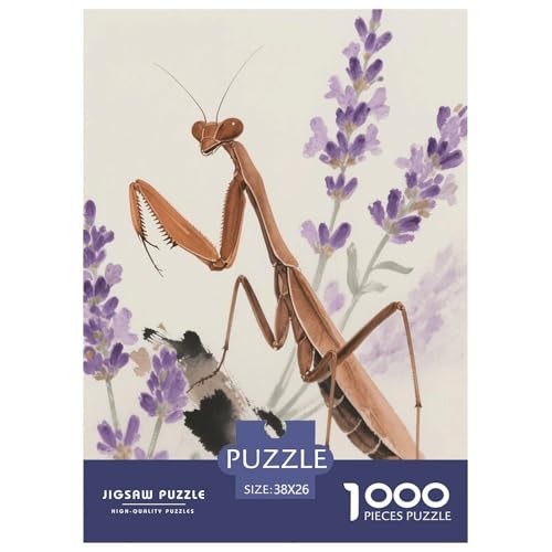 1000 Teile Gottesanbeterin Puzzle Für Erwachsene Und Kinder Geschicklichkeitsspiel Gottesanbeterin Blumen Puzzle Aus Karton Wohndekoration Geschenk Für Kinder 38x26cm/1000pcs von EMYXPAQM