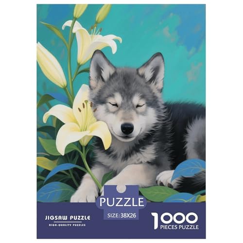1000 Teile Grauwolf Welpe Puzzle – Für Erwachsene, Herausforderndes Knobelspiel, Lilie Puzzles, Dekoration, Geschenkideen 38x26cm/1000pcs 1000 Teile Grauwolf Welpe Puzzle – Für Erwachsene, Herausforderndes Knobelspiel, Lilie Puzzles, Dekoration, Geschenkideen 38x26cm/1000pcs von EMYXPAQM