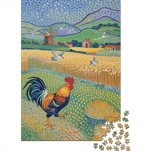 1000 Teile Hahn Puzzle Für Erwachsene Und Kinder Holzpuzzle Familien Spiel Hahn Weizenfeld Puzzles Wohndekoration Geschenk Für Kinder 1000pcs (75x50cm) von EMYXPAQM