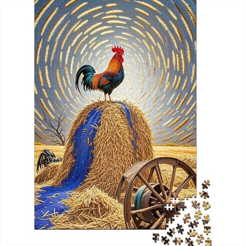 1000 Teile Hahn Puzzle Für Erwachsene Und Kinder Holzpuzzle Familien Spiel Hahn Weizenfeld Puzzles Wohndekoration Geschenk Zu Weihnachten 1000pcs (75x50cm) von EMYXPAQM