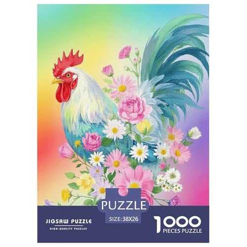 1000 Teile Hahn Puzzle Für Jugendliche Und Erwachsene Schwieriges Spiel Hahn Blumen Puzzle Aus Karton Wohndekoration Einzigartiges Geschenk 38x26cm/1000pcs von EMYXPAQM