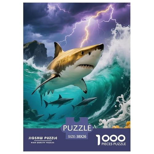 1000 Teile Hai Puzzle – Für Erwachsene, Familienfreundlicher Denkspaß, Wellen Flachriff Puzzle, Wohnkultur, Geschenk Für Erwachsene 38x26cm/1000pcs von EMYXPAQM