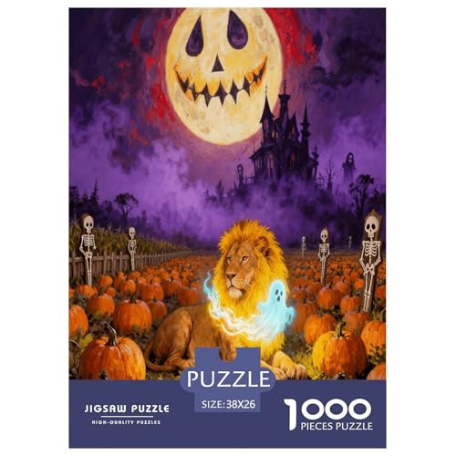 1000 Teile Halloween Puzzle – Für Erwachsene, Herausforderndes Knobelspiel, Löwe Kürbis Patch Puzzles, Wohnkultur, Geschenk Für Erwachsene 38x26cm/1000pcs 1000 Teile Halloween Puzzle – Für Erwachsene, Herausforderndes Knobelspiel, Löwe Kürbis Patch Puzzles, Wohnkultur, Geschenk Für Erwachsene 38x26cm/1000pcs von EMYXPAQM