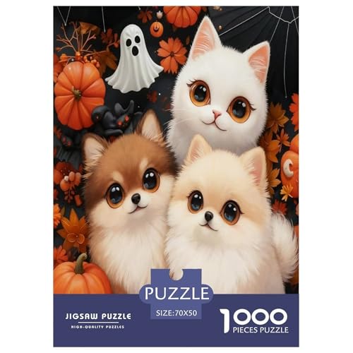 1000 Teile Halloween Puzzle – Für Erwachsene, Herausforderndes Knobelspiel, Niedlicher Welpe Puzzle, Wohnkultur, Geschenk Für Erwachsene 70x50cm/1000pcs 1000 Teile Halloween Puzzle – Für Erwachsene, Herausforderndes Knobelspiel, Niedlicher Welpe Puzzle, Wohnkultur, Geschenk Für Erwachsene 70x50cm/1000pcs von EMYXPAQM
