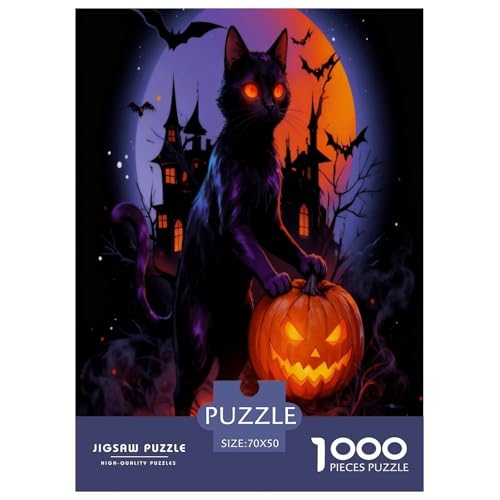 1000 Teile Halloween Puzzle – Für Erwachsene, Herausforderndes Knobelspiel, Schwarze Katze Puzzles, Dekoration, Geschenk Für Erwachsene 70x50cm/1000pcs 1000 Teile Halloween Puzzle – Für Erwachsene, Herausforderndes Knobelspiel, Schwarze Katze Puzzles, Dekoration, Geschenk Für Erwachsene 70x50cm/1000pcs von EMYXPAQM