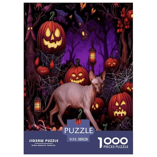1000 Teile Halloween Puzzle – Für Erwachsene, Herausforderndes Knobelspiel, Sphynx Katze Spinnennetz Puzzles, Wohnkultur, Geschenk Für Kinder 38x26cm/1000pcs 1000 Teile Halloween Puzzle – Für Erwachsene, Herausforderndes Knobelspiel, Sphynx Katze Spinnennetz Puzzles, Wohnkultur, Geschenk Für Kinder 38x26cm/1000pcs von EMYXPAQM