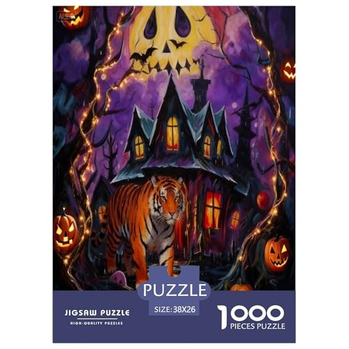 1000 Teile Halloween Puzzle – Für Erwachsene, Herausforderndes Knobelspiel, Tigre Kürbis Puzzle, Wohnkultur, Einzigartiges Geschenk 38x26cm/1000pcs 1000 Teile Halloween Puzzle – Für Erwachsene, Herausforderndes Knobelspiel, Tigre Kürbis Puzzle, Wohnkultur, Einzigartiges Geschenk 38x26cm/1000pcs von EMYXPAQM