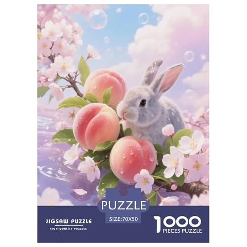 1000 Teile Hase Puzzle – Für Erwachsene, Herausforderndes Knobelspiel, Pfirsich Puzzles, Dekoration, Einzigartiges Geschenk 70x50cm/1000pcs von EMYXPAQM
