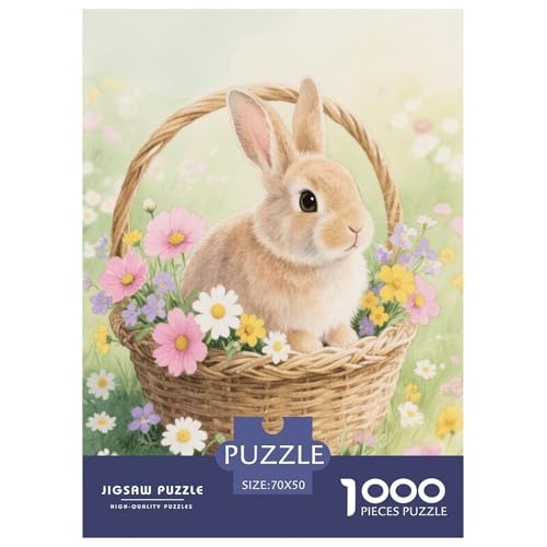 1000 Teile Hase Puzzle Für Jugendliche Und Erwachsene Schwieriges Spiel Kaninchen Blumenkorb Puzzles Aus Karton Wohndekoration Geschenk Zu Weihnachten 70x50cm/1000pcs von EMYXPAQM
