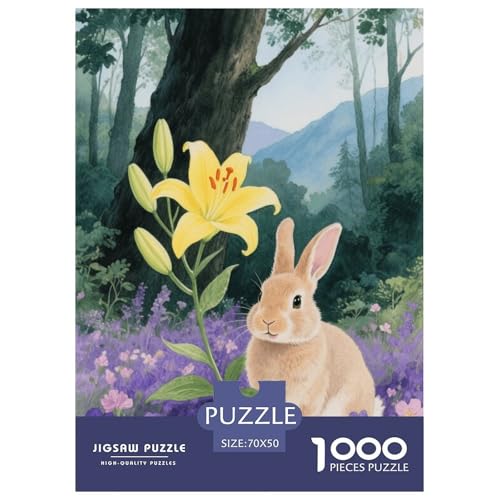 1000 Teile Hellbraunes Kaninchen Puzzle – Für Erwachsene, Herausforderndes Knobelspiel, Lila Blumen Puzzles, Wohnkultur, Geschenkideen 70x50cm/1000pcs 1000 Teile Hellbraunes Kaninchen Puzzle – Für Erwachsene, Herausforderndes Knobelspiel, Lila Blumen Puzzles, Wohnkultur, Geschenkideen 70x50cm/1000pcs von EMYXPAQM