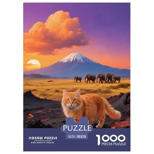 1000 Teile Himalaya Puzzle – Für Erwachsene, Familienspaß & Lernspielzeug, Katze Elefant Puzzle, Wohnkultur, Geschenk Für Kinder 38x26cm/1000pcs von EMYXPAQM