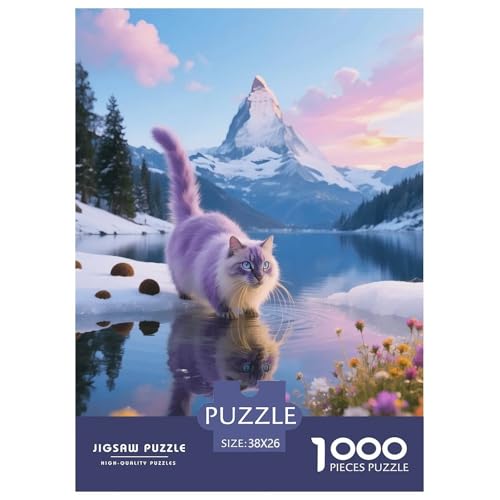 1000 Teile Himalaya Puzzle – Für Erwachsene, Familienspaß & Lernspielzeug, Katze Schneeberg Lake Puzzle, Wohnkultur, Geschenkideen 38x26cm/1000pcs von EMYXPAQM