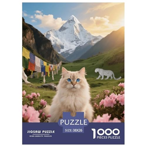 1000 Teile Himalaya Puzzle – Für Erwachsene, Familienspaß & Lernspielzeug, Katze Schneeberg Puzzle, Dekoration, Einzigartiges Geschenk 38x26cm/1000pcs von EMYXPAQM