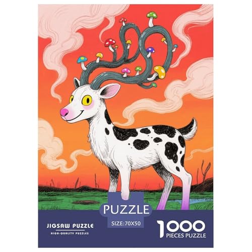 1000 Teile Hirsch Puzzle Für Erwachsene Und Kinder Geschicklichkeitsspiel Seltsamer Hirsch Puzzle Aus Karton Wohndekoration Unique Gift 70x50cm/1000pcs von EMYXPAQM