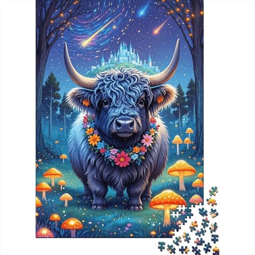 1000 Teile Hochlandrind Puzzle Für Erwachsene Und Kinder Holzpuzzle Puzzlespiel Kreativspiel Hochlandrinder Waldnebel Puzzles Wohndekoration Geschenk Für Erwachsene 1000pcs (75x50cm) von EMYXPAQM