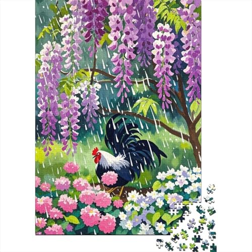 1000 Teile Huhn Puzzle Für Erwachsene Und Kinder Holzpuzzle Familien Spiel Schwarzgefiederhuhn Glyzinie Puzzle Wohndekoration Geschenk Für Kinder 1000pcs (75x50cm) von EMYXPAQM