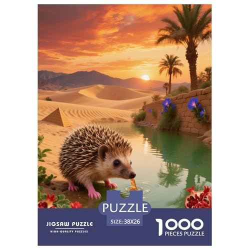1000 Teile Igel Puzzle – Für Erwachsene, Anspruchsvolles Spiel, Wüste Oasis Puzzle, Wohnkultur, Einzigartiges Geschenk 38x26cm/1000pcs von EMYXPAQM
