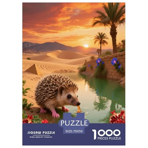 1000 Teile Igel Puzzle – Für Erwachsene, Anspruchsvolles Spiel, Wüste Oasis Puzzles, Wohnkultur, Geschenkideen 70x50cm/1000pcs von EMYXPAQM