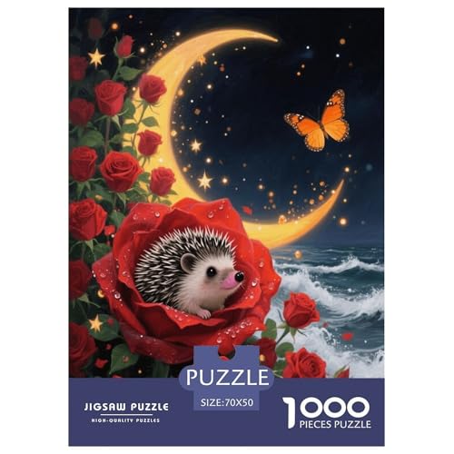 1000 Teile Igel Puzzle Für Erwachsene Und Kinder Entspannung Spiel Igel Rose Puzzle Aus Karton Wohndekoration Geschenk Zum Geburtstag 70x50cm/1000pcs von EMYXPAQM