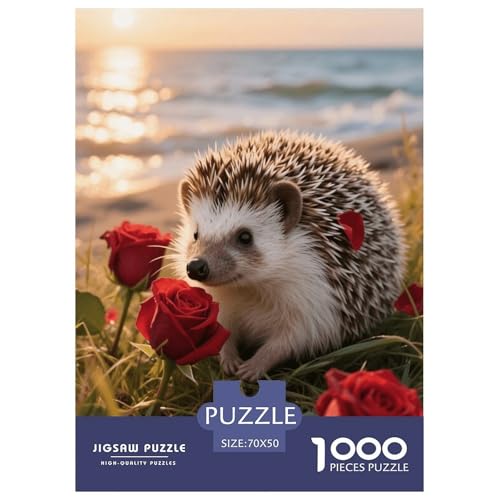 1000 Teile Igel Puzzle Für Jugendliche Und Erwachsene Pädagogisches Spiel Igel Rose Puzzles Aus Karton Wohndekoration Geschenk Für Kinder 70x50cm/1000pcs von EMYXPAQM