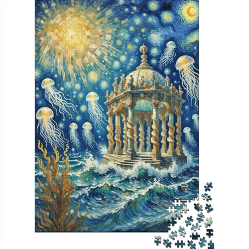 1000 Teile JellyFisch Puzzle Für Erwachsene Und Kinder Holzpuzzle Familien Spiel Qualle Sonnenburg Puzzle Wohndekoration Geschenk Zu Weihnachten 1000pcs (75x50cm) von EMYXPAQM