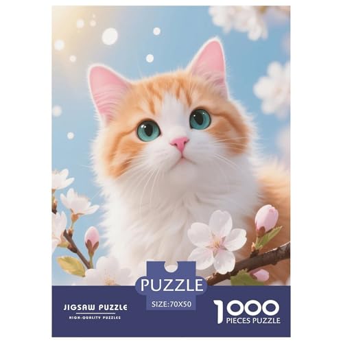 1000 Teile Kätzchen Puzzle – Für Erwachsene, Herausforderndes Knobelspiel, Kirschblütenbaum Puzzles, Dekoration, Geschenkideen 70x50cm/1000pcs 1000 Teile Kätzchen Puzzle – Für Erwachsene, Herausforderndes Knobelspiel, Kirschblütenbaum Puzzles, Dekoration, Geschenkideen 70x50cm/1000pcs von EMYXPAQM