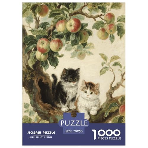 1000 Teile Kätzchen Puzzle Für Jugendliche Und Erwachsene Entspannung Spiel Kätzchen Apfelbaum Puzzles Aus Karton Wohndekoration Geschenk Zum Geburtstag 70x50cm/1000pcs von EMYXPAQM