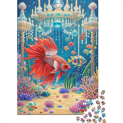 1000 Teile Kampffisch Puzzle Für Erwachsene Und Kinder Holzpuzzle Familien Spiel Kampffisch Unterwasserburg Puzzle Wohndekoration Geschenk Für Erwachsene 1000pcs (75x50cm) von EMYXPAQM