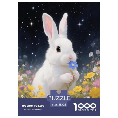 1000 Teile Kaninchen Puzzle Für Erwachsene Und Kinder Geschicklichkeitsspiel Kaninchen Blumen Puzzle Aus Karton Wohndekoration Einzigartiges Geschenk 38x26cm/1000pcs von EMYXPAQM