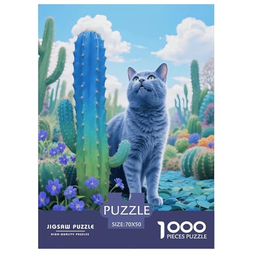1000 Teile Kartäuserkatze Puzzle – Für Erwachsene, Familienspaß & Gemeinsames Spiel, Kaktus Puzzles, Wohnkultur, Einzigartiges Geschenk 70x50cm/1000pcs von EMYXPAQM